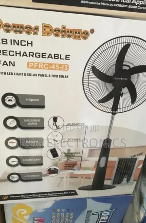 18 Inch Power Deluxe Rechargeable Solar Fan + 2 Bulbs Price in Nigeria Nature Solar Global Limited 🇳🇬