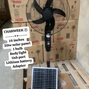 CharWeek Solar Standing Rechargeable Fan + Panel + Bulb Price in Nigeria Nature Solar Global Limited 🇳🇬