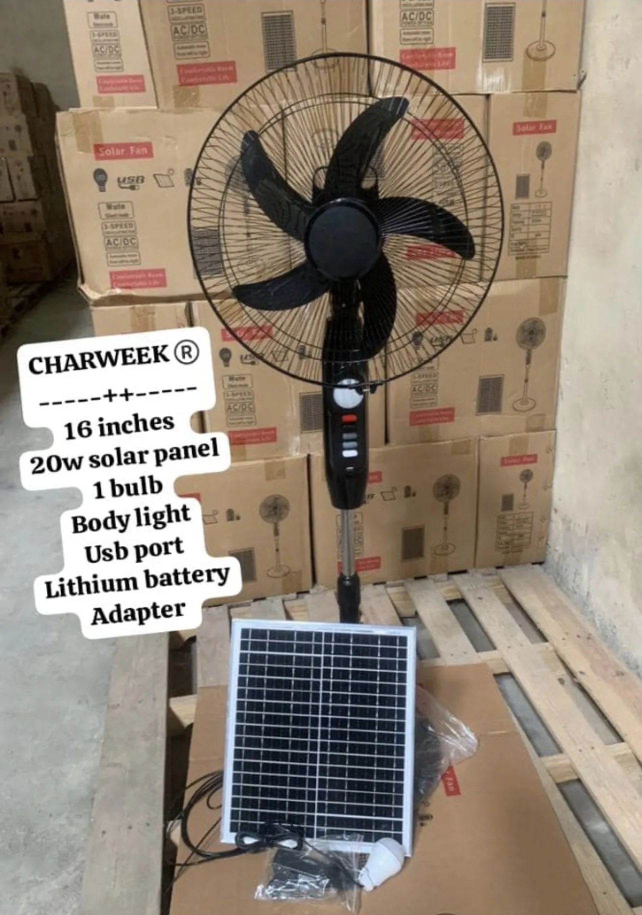 CharWeek Solar Standing Rechargeable Fan + Panel + Bulb Price in Nigeria CharWeek Solar Standing Rechargeable Fan + Panel + Bulb Price in Nigeria Nature Solar Global Limited