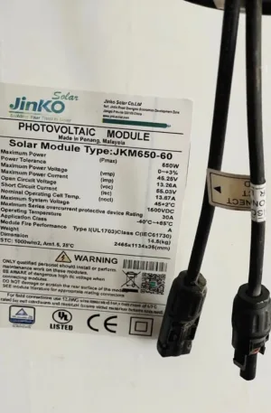 650W Watts Jinko Solar Panel (JKM650-60) Price in Nigeria Nature Solar Global Limited 🇳🇬