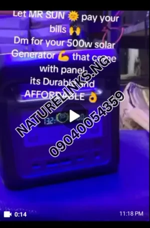 500W Solar Generator Price in Nigeria Nature Solar Global Limited 🇳🇬