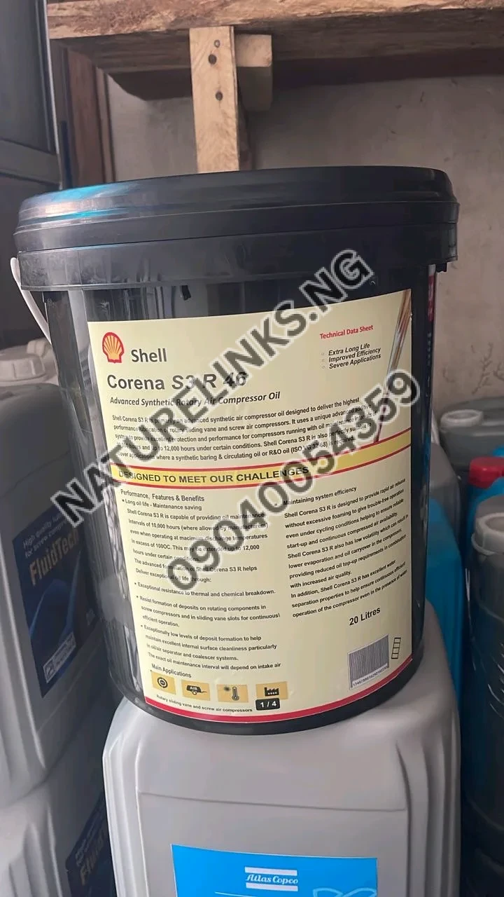 Shell Corena S3 R 46 Advanced Synthetic Rotary Air Compressor Oil Price in Nigeria Shell Corena S3 R 46 Advanced Synthetic Rotary Air Compressor Oil Price in Nigeria Nature Solar Global Limited π³π¬