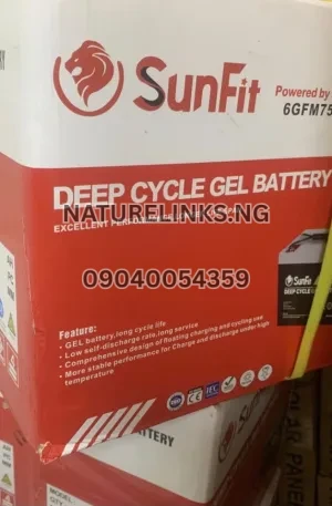 75AH/12V SUNFIT GEL DEEP CYCLE BATTERY Price in Nigeria Nature Solar Global Limited 🇳🇬