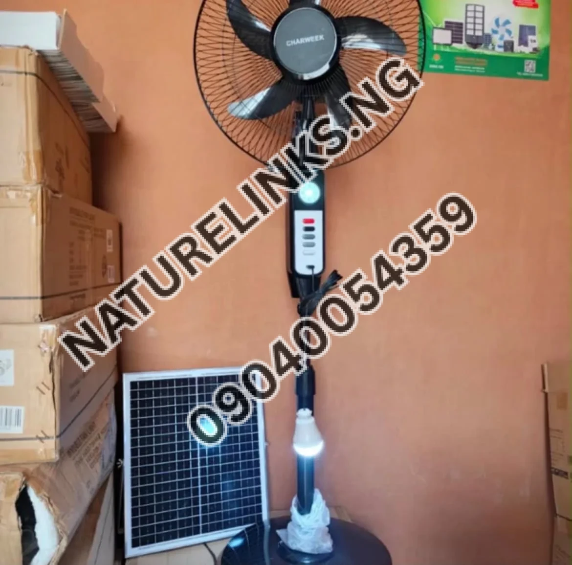 Charweek 16-Inch Solar Rechargeable Standing Fan Price in Nigeria Charweek 16-Inch Solar Rechargeable Standing Fan Price in Nigeria Nature Solar Global Limited