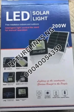 Wisdom Long 200W LED Solar Flood Light Price in Nigeria Nature Solar Global Limited