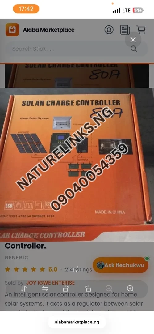 80A MPPT (Or PWM) Solar Charge Controller Price in Nigeria 80A MPPT (Or PWM) Solar Charge Controller Price in Nigeria Nature Solar Global Limited π³π¬