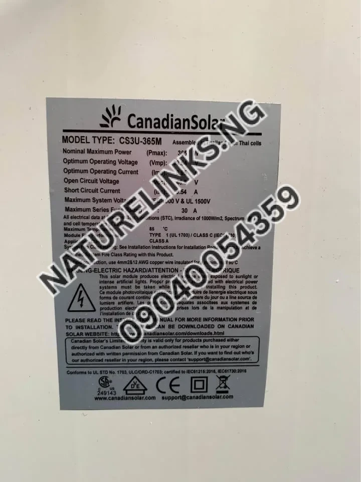 CANADIAN SOLAR PANEL 365watts Price in Nigeria 3 CANADIAN SOLAR PANEL 365watts Price in Nigeria Nature Solar Global Limited 3