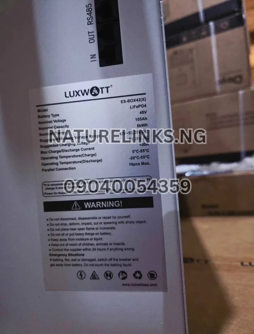 11KWH/48V LUXWATT LiFePO4 BATTERY Price in Nigeria 5 11KWH/48V LUXWATT LiFePO4 BATTERY Price in Nigeria Nature Solar Global Limited π³π¬ 5