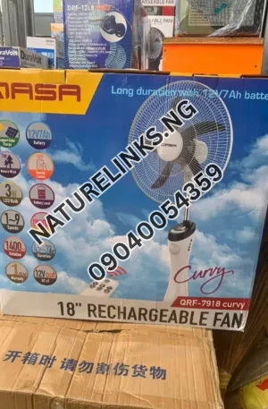 Qasa 18” rechargeable fan with remote control Price in Nigeria Nature Solar Global Limited