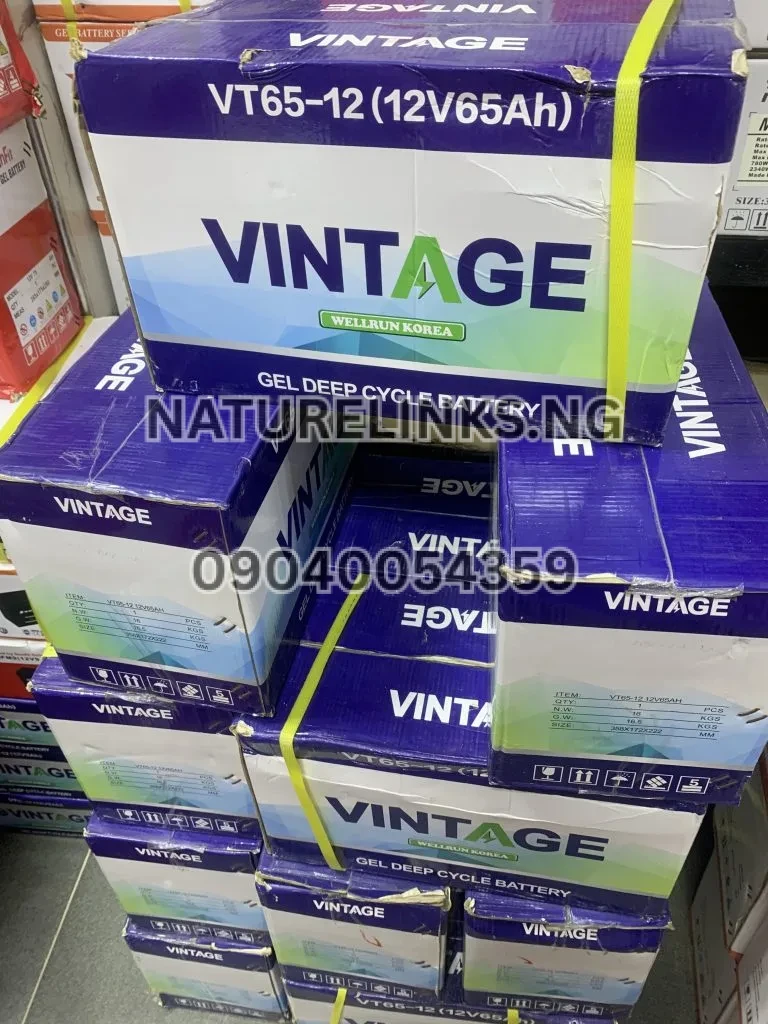VINTAGE GEL BATTERY VT65-12 (12V65Ah) Price in Nigeria 2 VINTAGE GEL BATTERY VT65-12 (12V65Ah) Price in Nigeria Nature Solar Global Limited π³π¬ 2