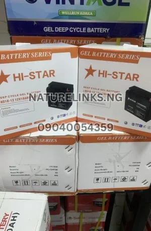 HI-STAR 12V18AH DEEP CYCLE GEL BATTERY [HS18-12@C20] Price in Nigeria Nature Solar Global Limited 🇳🇬