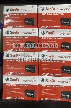 SunFit (12V9AH) DEEP CYCLE GEL BATTERY 6FM9 Price in Nigeria Nature Solar Global Limited 🇳🇬