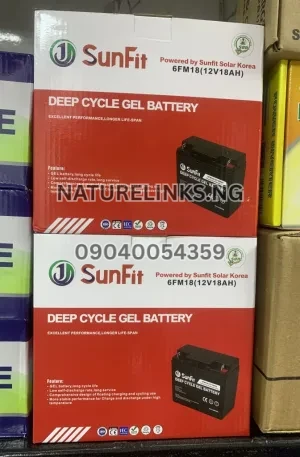 Sunfit 12V18AH DEEP CYCLE GEL BATTERY 6FM18 Price in Nigeria Nature Solar Global Limited 🇳🇬