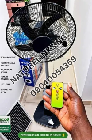 10800mAh Solar Rechargeable Fan | Phone Charging | Solar Panel Included Price in Nigeria Nature Solar Global Limited