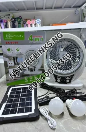 Rechargeable fan with solar panel and two bulbs (4 in 1) Price in Nigeria Nature Solar Global Limited
