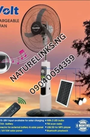Duravolt18 inches Rechargeable Solar fan Price in Nigeria Nature Solar Global Limited