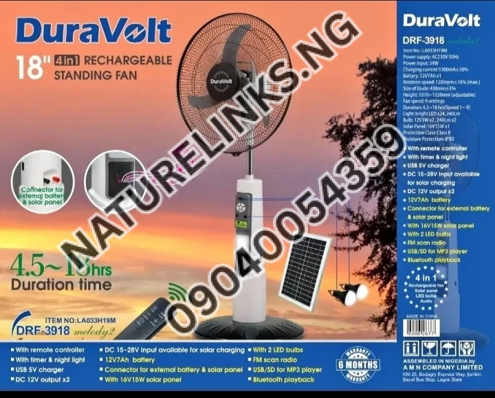 Duravolt18 inches Rechargeable Solar fan Price in Nigeria Duravolt18 inches Rechargeable Solar fan Price in Nigeria Nature Solar Global Limited