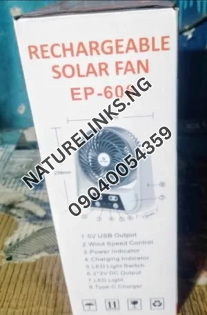Rechargeable Solar fan Price in Nigeria Nature Solar Global Limited
