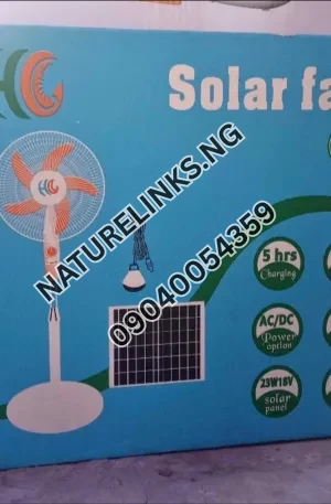 HC 16″ Solar Rechargeable Standing Fan + Panel + Bulb | AC/DC | Long Battery Life Price in Nigeria Nature Solar Global Limited