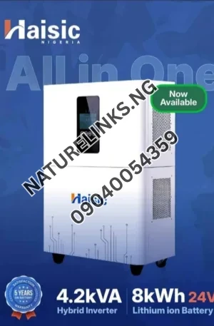 Haisic 8kwh lithium iron battery with 4kva hybrid inverter all in one solar system Price in Nigeria Nature Solar Global Limited