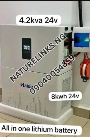 8kwh 24volt Haisic lithium ion battery and 4.2kva 24volt Haisic all in one Price in Nigeria Nature Solar Global Limited