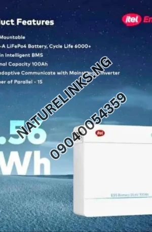 Itel 2.56kWh Lithium Battery Wall Mounted 24V 100Ah 2560Wh IPW-25100 IP21 Price in Nigeria Nature Solar Global Limited