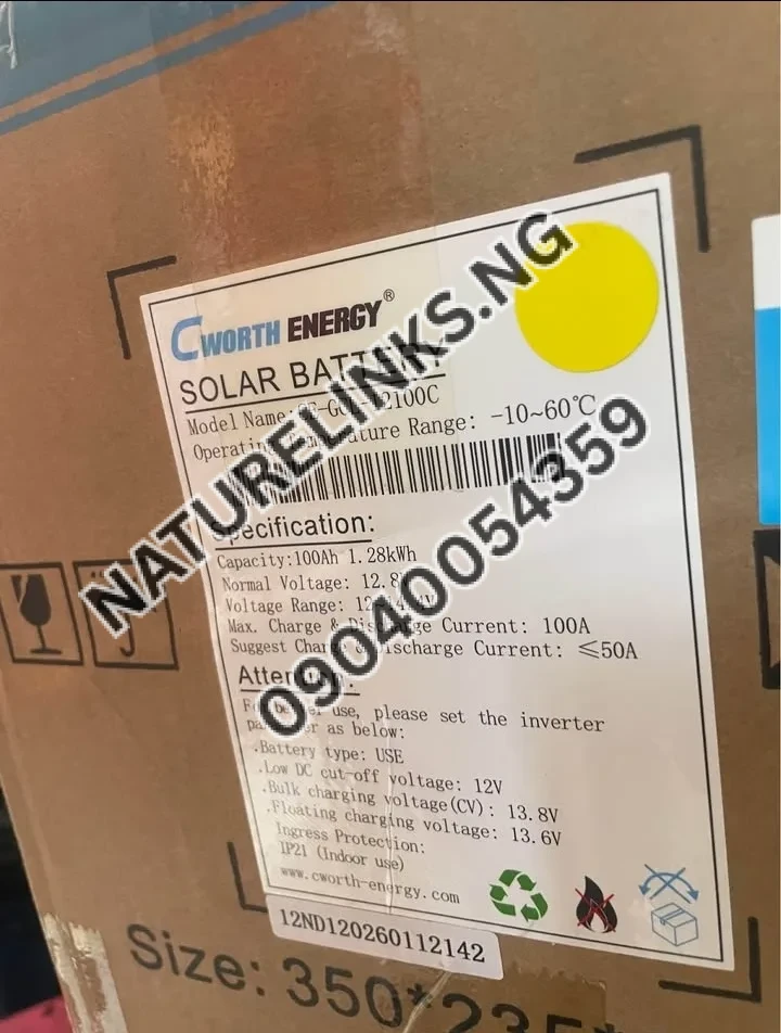 Cworth lithium ion battery 100ah Price in Nigeria 2 Cworth lithium ion battery 100ah Price in Nigeria Nature Solar Global Limited 2
