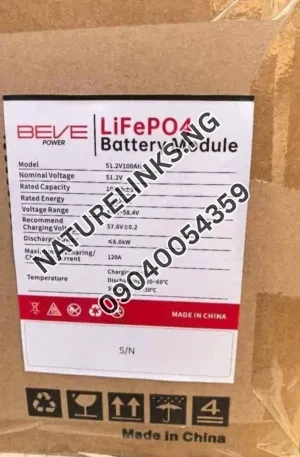 BEVE POWER 5.12KHW 51.2V 100AH LIFEPO4 LITHIUM ION BATTERY Price in Nigeria Nature Solar Global Limited