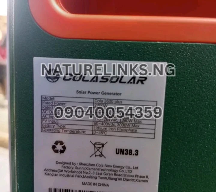 Cola 3600 Plus Solar Generator Price in Nigeria 2 Cola 3600 Plus Solar Generator Price in Nigeria Nature Solar Global Limited 2
