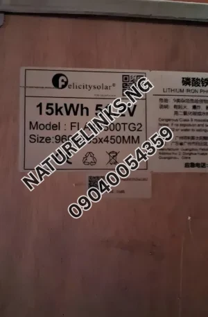 15kWh Felicity FLA Lithium Battery Price in Nigeria Nature Solar Global Limited