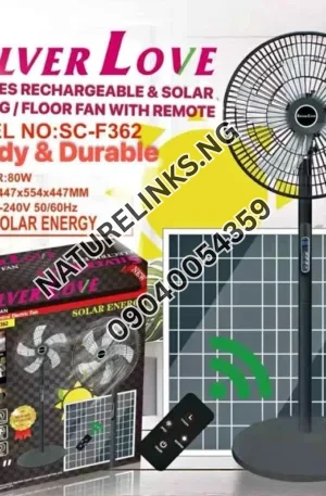 Silver Love 16-INCHES RECHARGEABLE & SOLAR STANDING / FLOOR FAN (WITH REMOTE) Price in Nigeria Nature Solar Global Limited