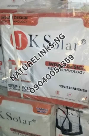 JK Solar Tubular Battery 230Ah 12V Price in Nigeria Nature Solar Global Limited