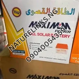 Maximam Solar Gel Battery Price in Nigeria Nature Solar Global Limited