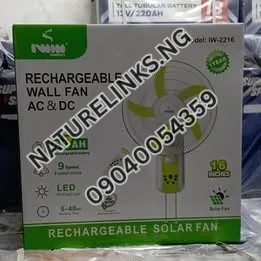 Iwin Rechargeable Solar Wall Fan Price in Nigeria Nature Solar Global Limited
