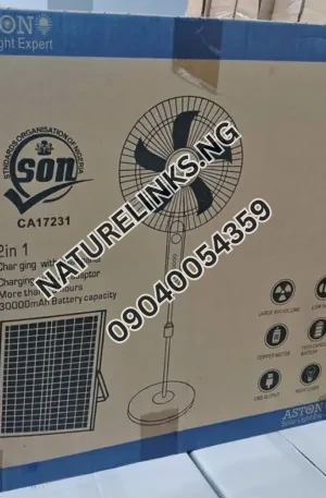 Aston 16″ Solar Rechargeable Standing Fan Price in Nigeria Nature Solar Global Limited