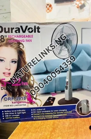 Duravolt 18 Inches Rechargeable Solar Fan Price in Nigeria Nature Solar Global Limited