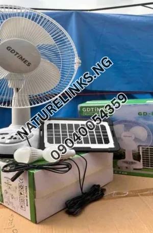 GD Times 12 Inches Rechargeable Solar Fan Price in Nigeria Nature Solar Global Limited