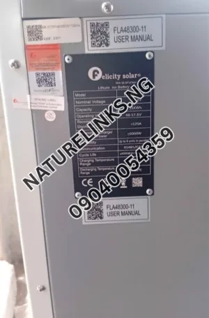 15kwh felicity lithium battery Price in Nigeria Nature Solar Global Limited