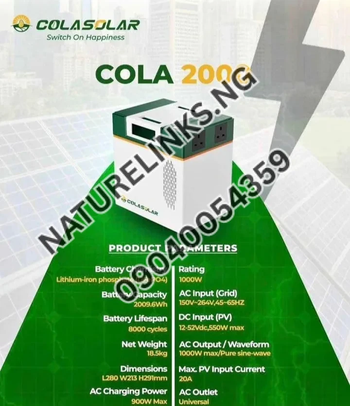 Cola 2000 solar generatorĀ Price in Nigeria Cola 2000 solar generatorĀ Price in Nigeria Nature Solar Global Limited