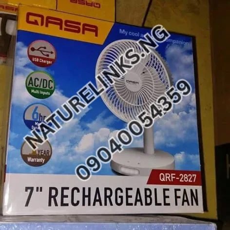 Qasa Rechargeable 7″ Fan Price in Nigeria Qasa Rechargeable 7″ Fan Price in Nigeria Nature Solar Global Limited