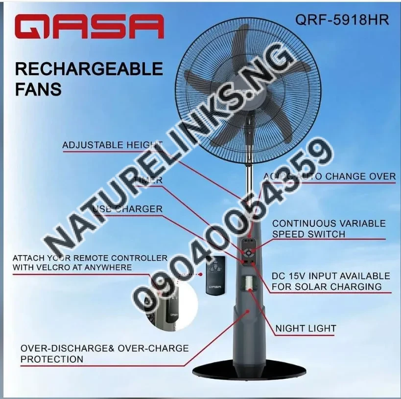 Qasa Rechargeable Standing Fan β Strong Battery, Remote Control Price in Nigeria 3 Qasa Rechargeable Standing Fan β Strong Battery, Remote Control Price in Nigeria Nature Solar Global Limited 3