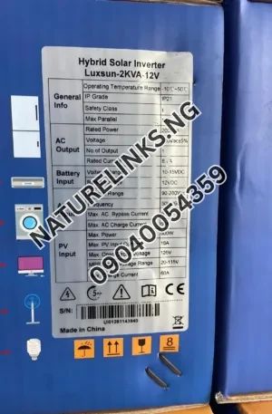 12v 2kw Luxsun Hybrid Inverter Price in Nigeria Nature Solar Global Limited