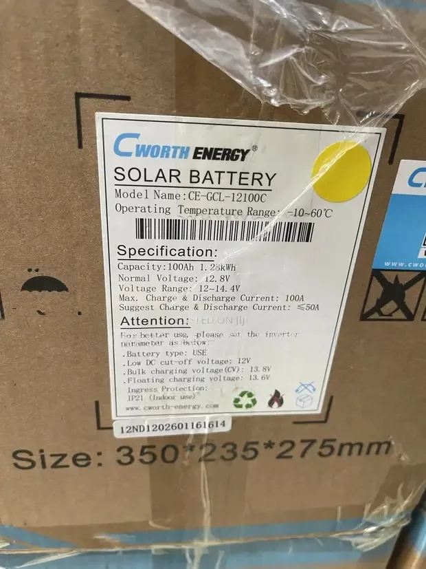 Cworth Energy 1.3kwh 100ah Lithium Battery