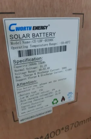 Cworth Energy Lithium Ion Battery 15kwh 51.2v Price in Nigeria Nature Solar Global Limited