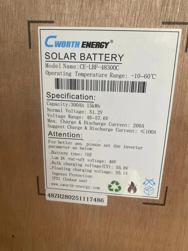 Cworth 15kwh 48v Lithium Ion Battery