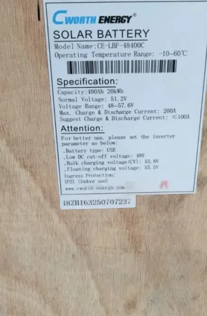 20kwh Cworth Energy Lithium Battery 51.2v Price in Nigeria Nature Solar Global Limited