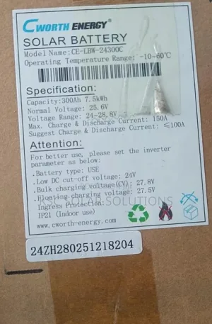 7.5kwh 300ah 24v Cworth Lithium Battery Price in Nigeria Nature Solar Global Limited