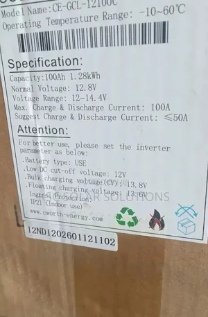 1.28kwh 12v Cworth Lithium Battery Price in Nigeria Nature Solar Global Limited