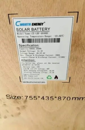 CWorth Energy Lithium Ion Battery 20kwh 51.2v 7years Warranty Price in Nigeria Nature Solar Global Limited