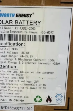 3kwh 25.6v Cworth Energy Solar Lithium Batteries Price in Nigeria Nature Solar Global Limited